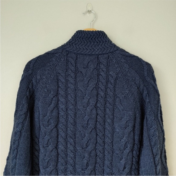 Long Aran cardigan — blue — size S - Picture 9 of 15